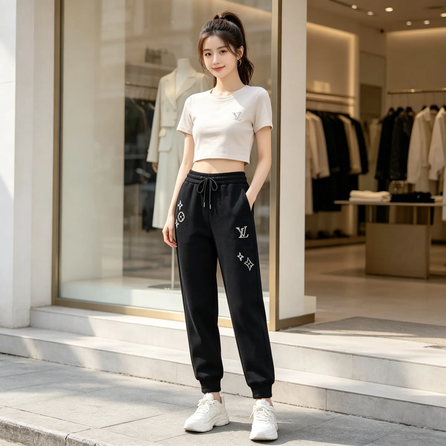 Louis Vuitton sketchy presbyopic embroidered trousers